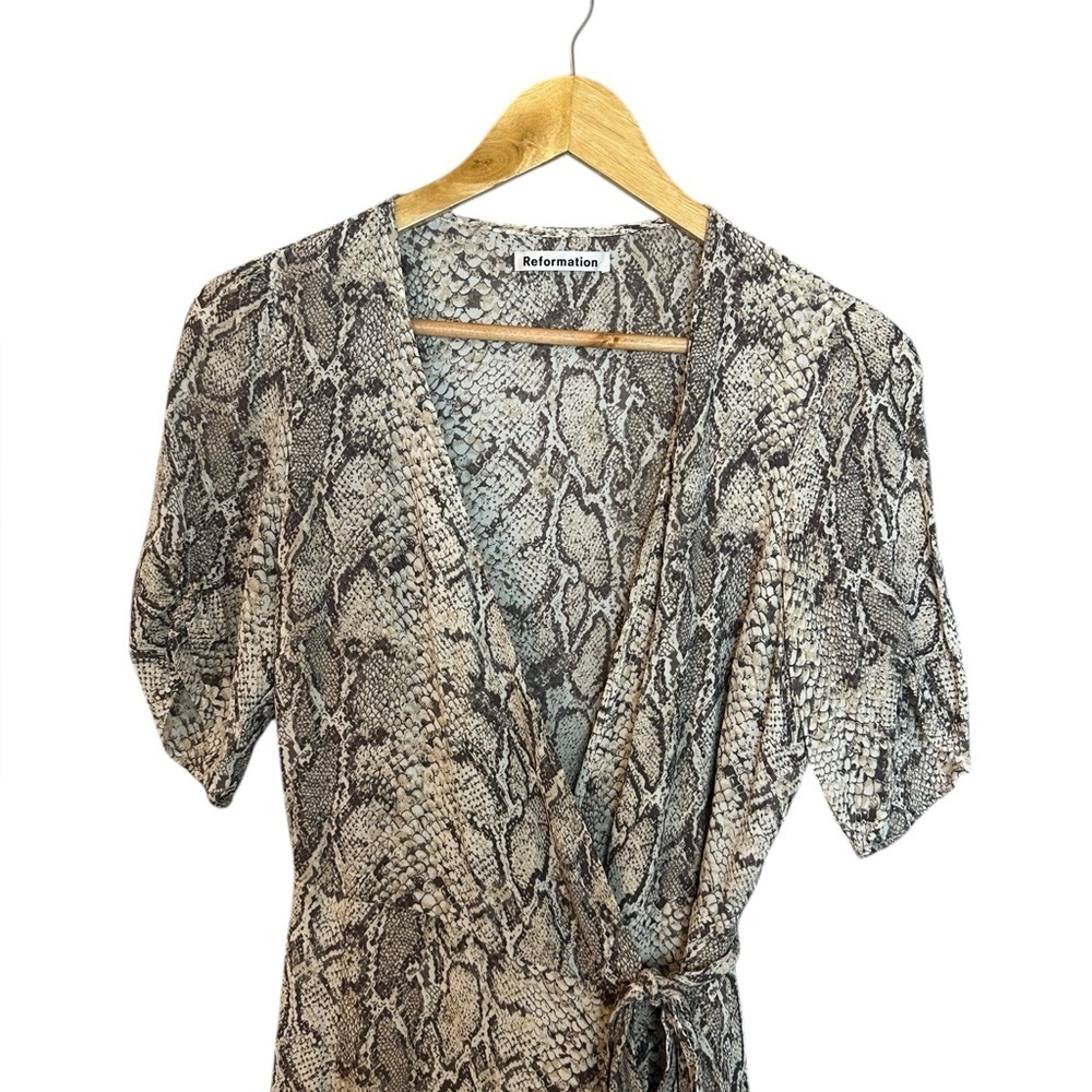 Reformation Monica Python Wrap Dress L - Picture 5 of 9